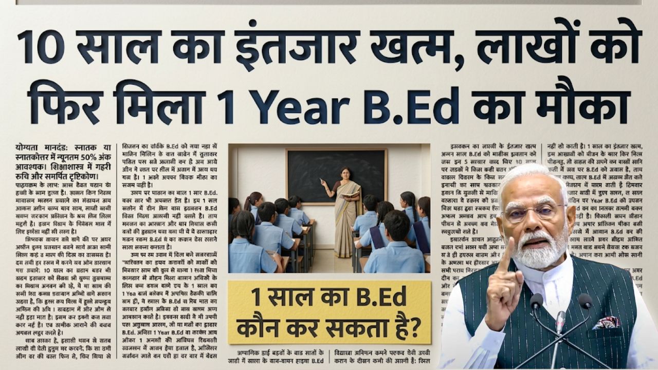 B.Ed 1 Year Course 2026