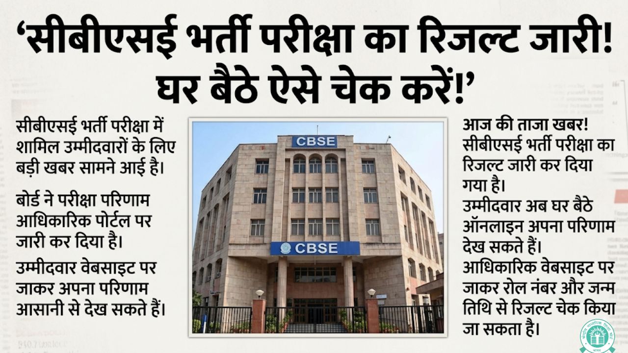 CBSE Recruitment Result 2026